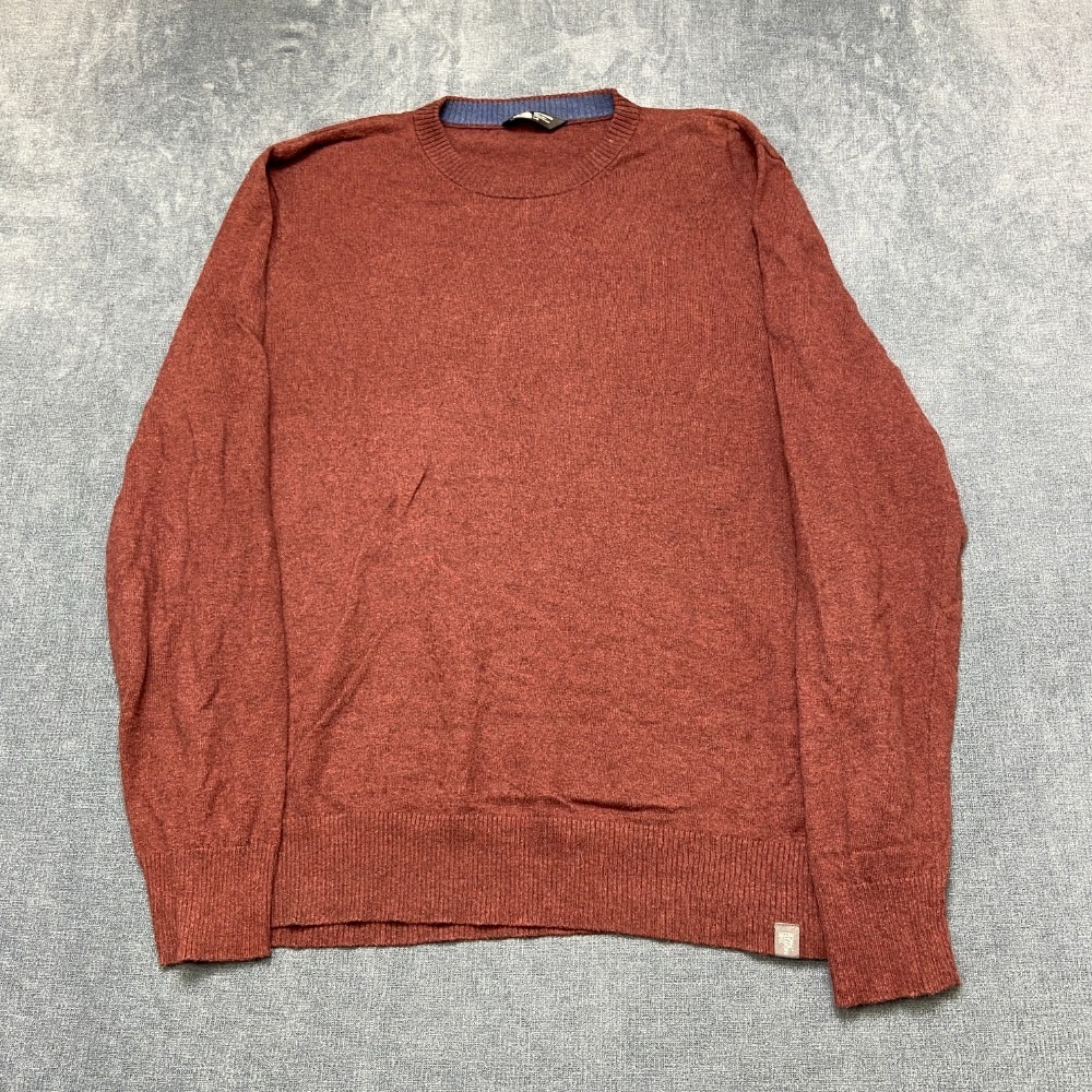 The North Face Sweater Mens Large Maroon Tight Knit Logo Winter Wear Long Sleeve